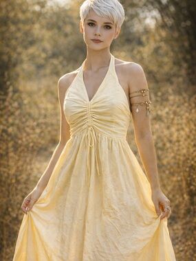 Fortunate One Heart Of Ours Halter Maxi Dress Yellow